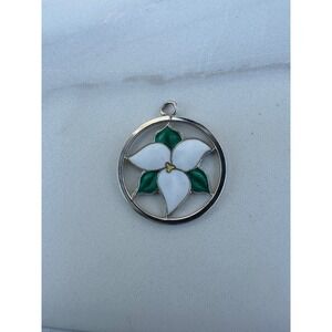 Vintage Sterling Silver Enamel Trillium‎ Flower Pendant Ontario Canada Bond Boyd